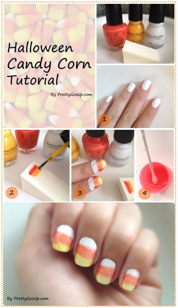The Classic Candy Corn nails! You can never go wrong with the three Cs - even yummier looking on nails and the ombré effect is again, easily created using a makeup sponge!