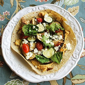 Hummus and Roasted Veggie Pizza