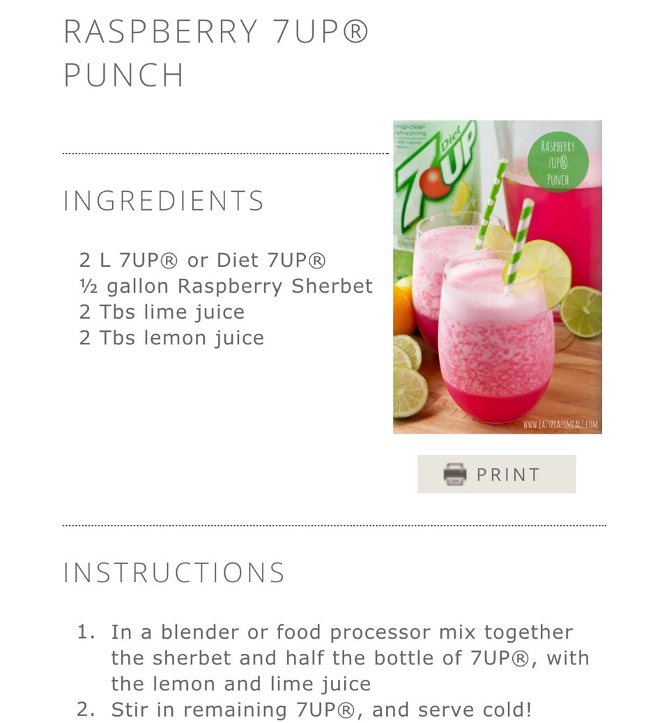 Raspberry 7UP Punch & Ginger Lemonade Drinks!