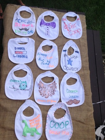 Decorate bibs for some shower fun!