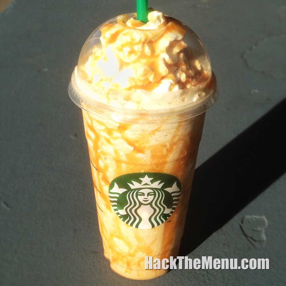 Butter beer Frappuccino:
Order a Vanilla Bean Cream Frappuccino and ask for an extra pump or two of both Caramel & Toffee Nut syrups. Then Blend it all up to get the famous Harry Potter Butterbeer Frap.