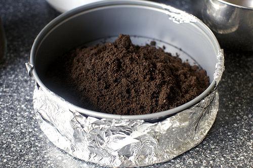 Press crumb mixture firmly into bottom of pan and up the sides to about 1-inch from the top of the pan. I like to use the bottom and outside of a 1-cup measure to help press them in firmly. Bake until set, about 10 min. Let cool in pan on a wire rack. Reduce oven temperature to 325 degrees.