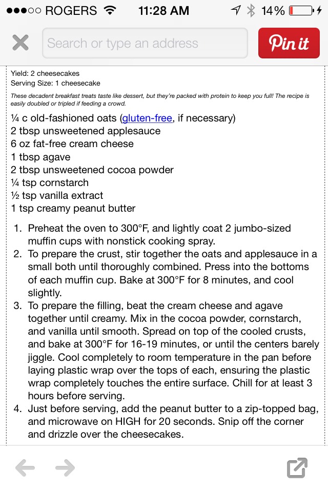 Skinny Chocolate Peanut Butter Breakfast Cheesecakes
