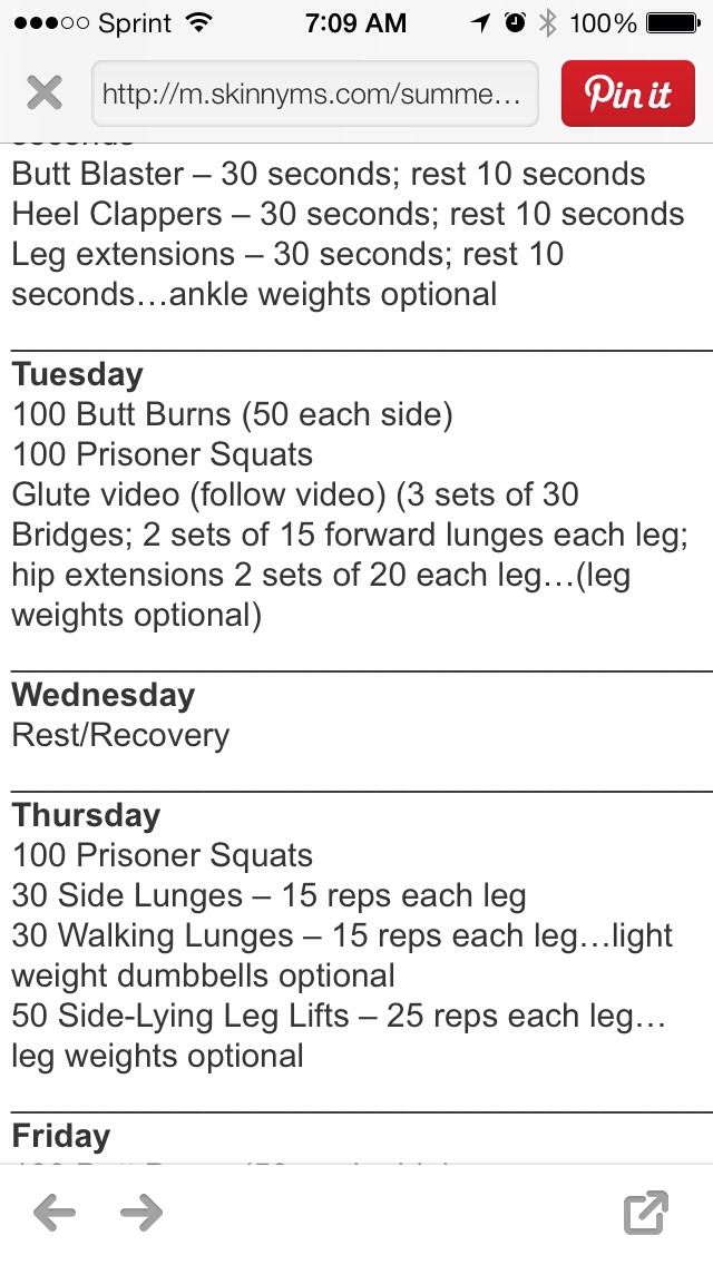 7 Day Summer Butt Challenge.