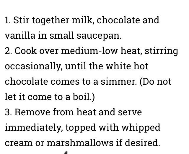 " Yummy White Hot Chocolate"