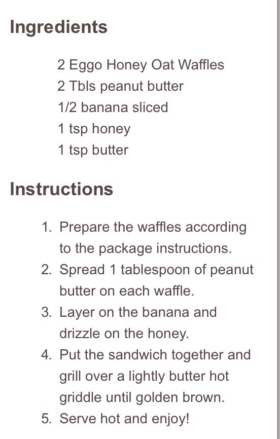 Grilled Peanut Butter Honey Banana Honey Waffle Sandwich.