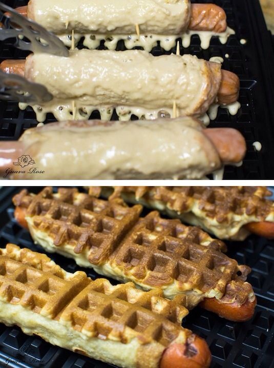 Waffle dogs!! It's actually delicious!! 