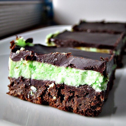 Grasshopper Brownie Bars!