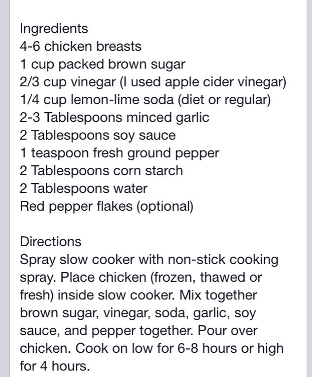 Crock Pot Sweet Garlic Chicken 