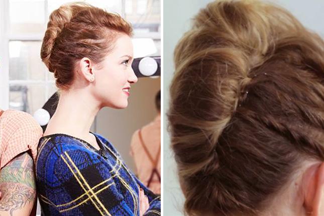 16. Not Your Mother’s French Twist: Leave it to the beauty babes at Refinery29 to put a twist on the classic French twist and totally nail it. A tousled top adds dramatic volume to make this look party-ready. (via Refinery29) 