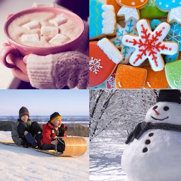 Here are some great winter activities! Making a really good cup of hot chocolate is fun easy and simple, it is also super yummy! Another fun thing is making winter cookies! These are also really yummy and great at a party! Buildin a snowman is great with friends/family! As well as tobogganing!