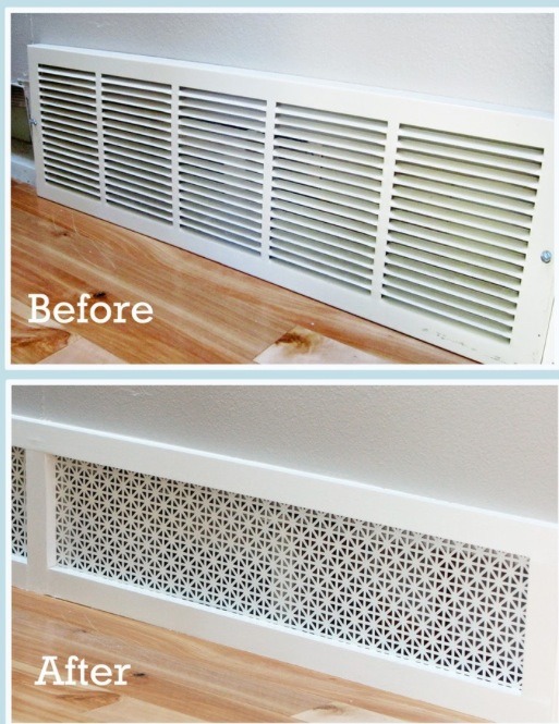 Cut out fabric or mesh designs and replace your old vents to add style and class to any room 