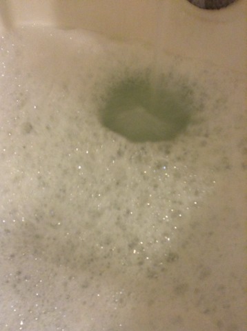 Next, I ran a bath so I could wash my hair. I also did the olive oil and sugar body scrub which I reviewed in my previous tip. 