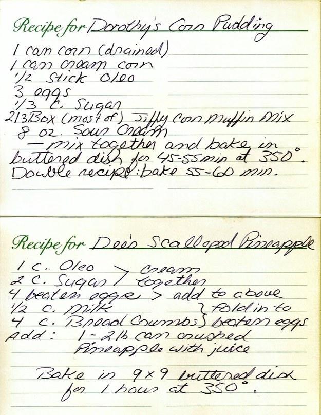 A bound book of family recipes.