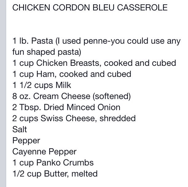 Chicken Cordon Bleu Casserole 