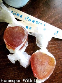 Wrapped honey tea pot sore throat hearts.