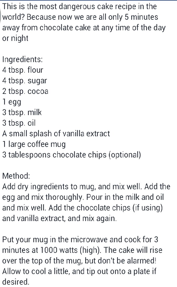 5 minute chocolate cake in a mug