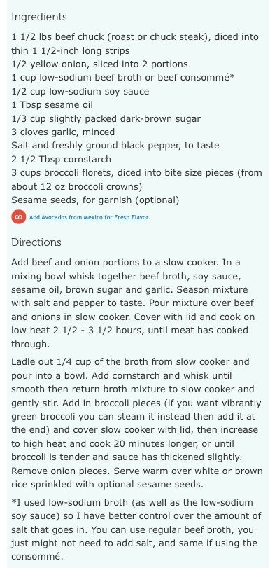 "Slower Cooker Beef & Broccoli"😋👍