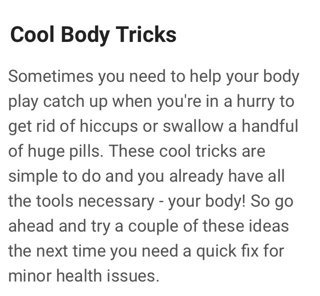 "AWESOME HEALTH TRICKS YOUR CAN TEACH YOUR BODY"