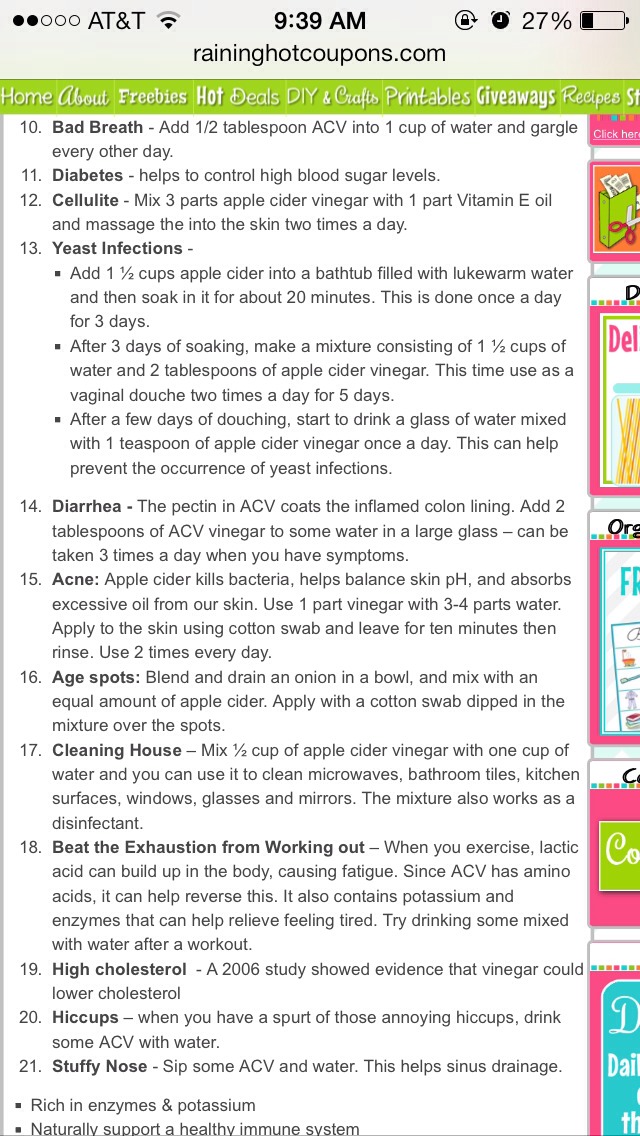 Twenty Uses For Apple Cider Vinegar. Ache, Weight loss, Etc...