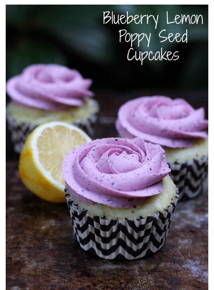 Blueberry Lemon Poppyseed Cupcakes.