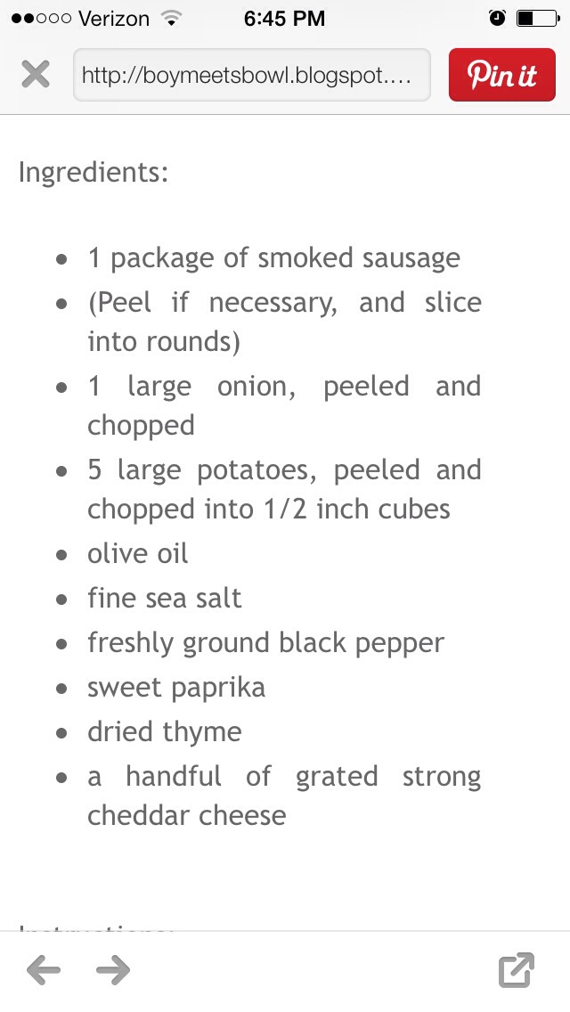 Smoked Sausage And Potatoes 