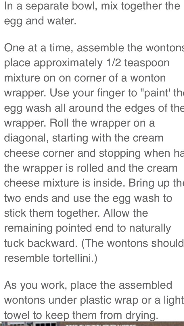 Cream Cheese Stuffed Wontons