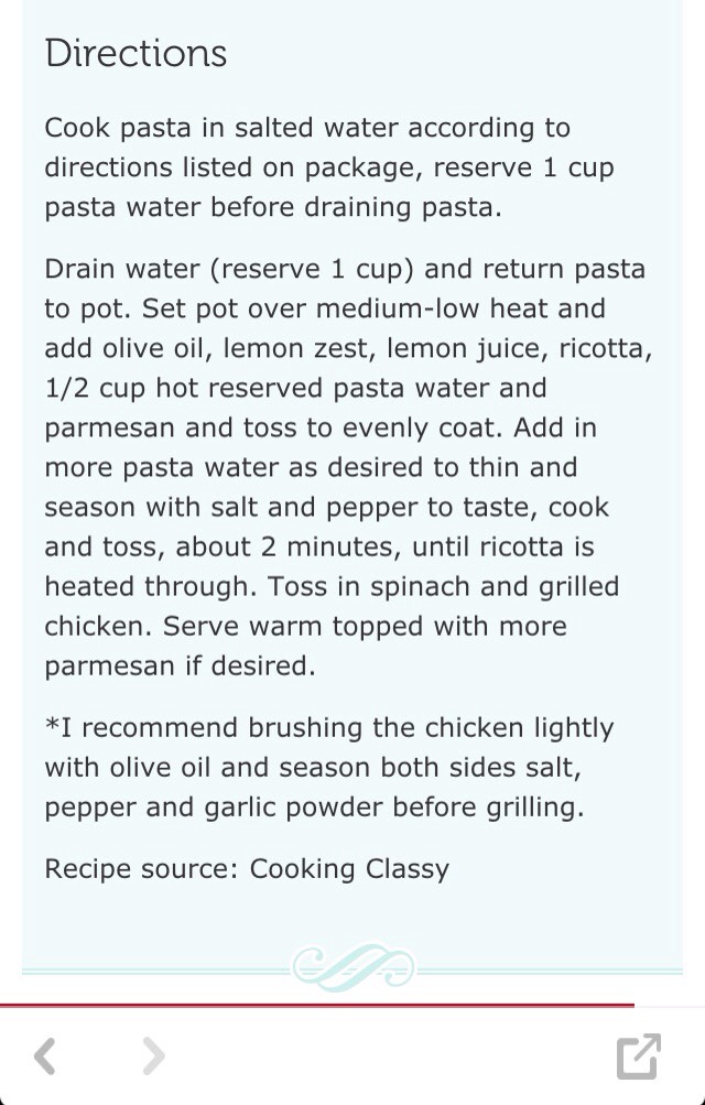 🍋Lemon Ricotta Parmesan Pasta With Spinach & Chicken🍋