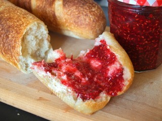 Raspberry Jam 

http://www.food.com/recipe/raspberry-jam-35192
