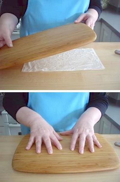 10. Keep Your Cutting Board From Sliding
Because sharp knives are not a good combination with a cutting board that slides all over the counter, use a wet paper towel or damp hand towel under your board to keep it in its place.