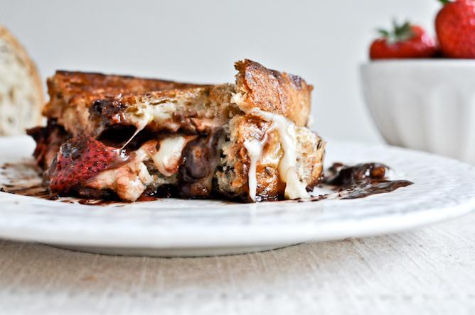 Roasted Strawberry, Brie + Chocolate Grilled Cheese 