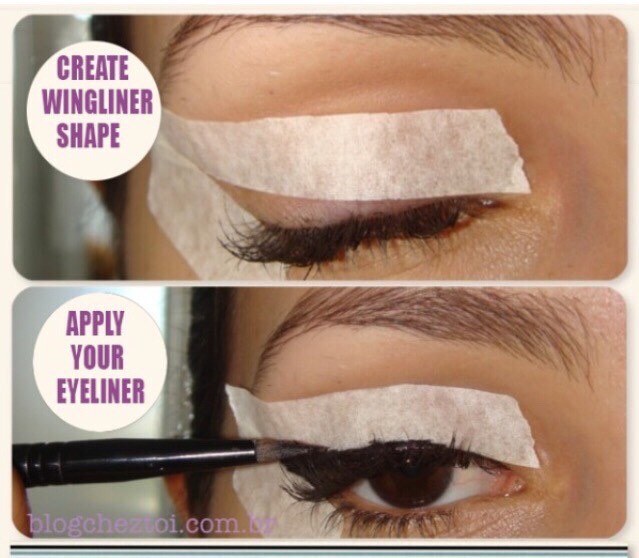 eyeliner is always awful to try to get perfect in the morning but the tape you have lying around your house can fix everything