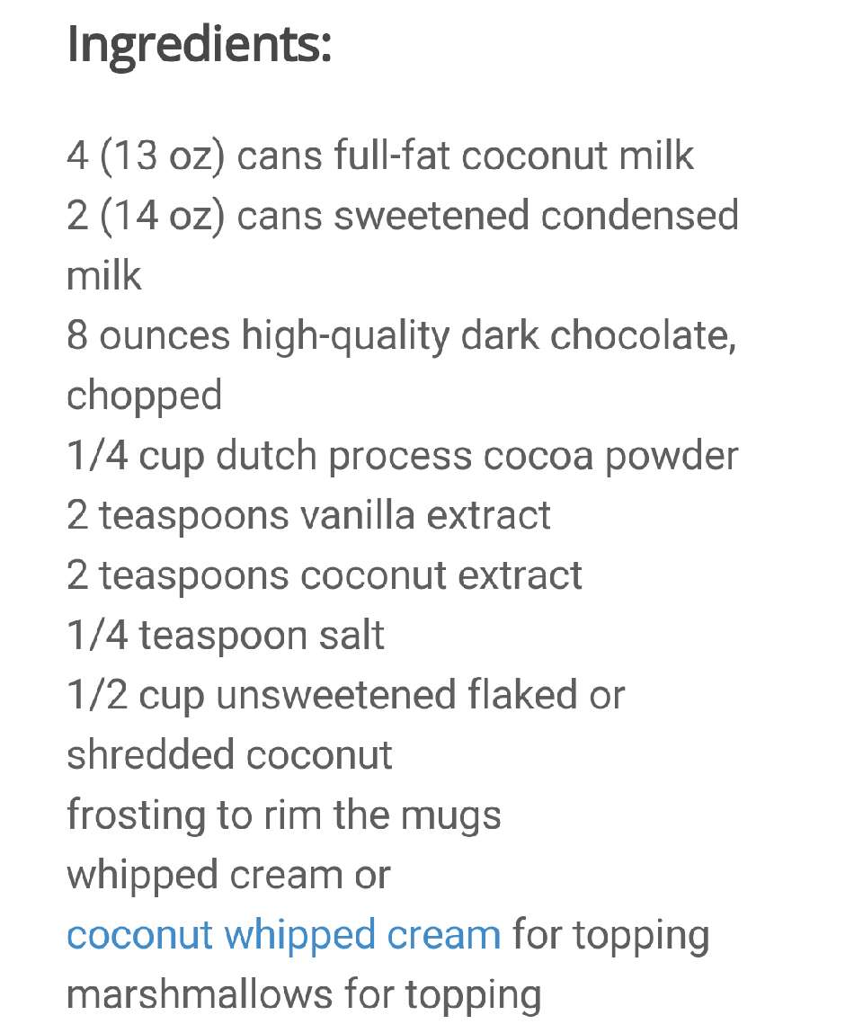Creamy Coconut Hot Chocolate!!!