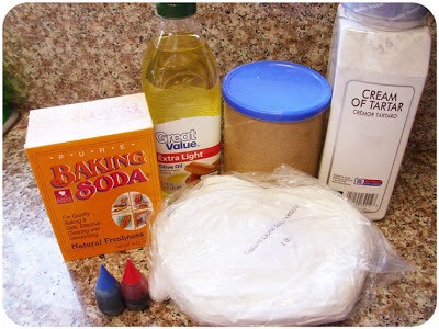 1 Cup Baking Soda
1 Tablespoon Moisturizing Oil (I use Olive Oil)
1/3 Cup Corn Starch 
1/3 Cup Cream of Tartar
1 Cup SLSA (Sodium lauryl sulfoacetate)
1/3 Cup - 1/2 cup Glycerin
a few drops Fragrance or Essential Oil
10 drops or less Food Coloring