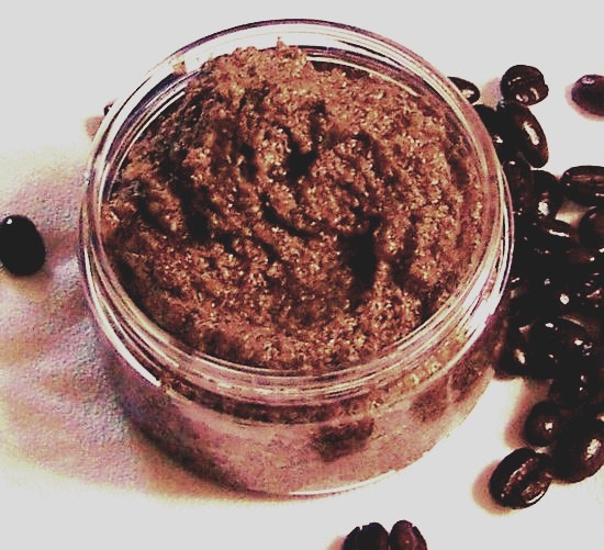 •Put in a bowl
• add brown sugar and coffee
•stir it up
•add olive oil  and stir 
•Put in container 
• go in shower and use anywhere 
•be gentle if sensitive skin 
