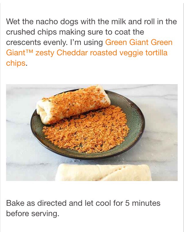 "NACHO-CRUSTED CRESCENT DOG"