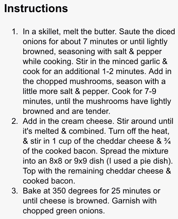 Cheddar bacon stuffed mushroom dip