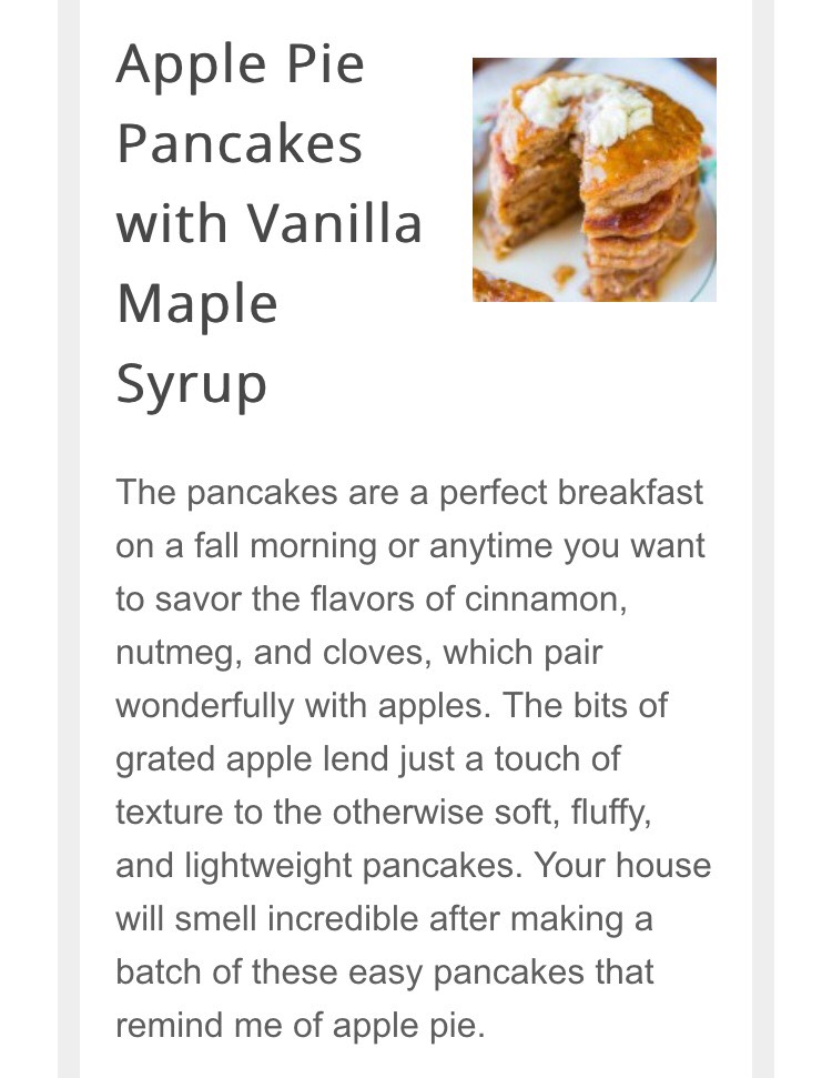 Apple Pie Pancakes With Vanilla Maple Syrup.😋