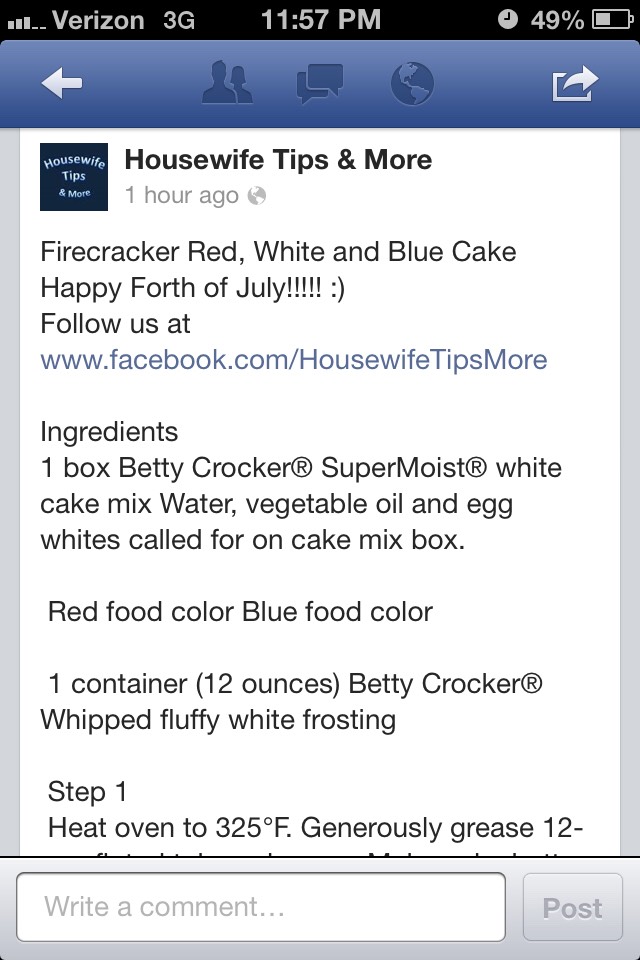 Simple Red White And Blue American Cake. 