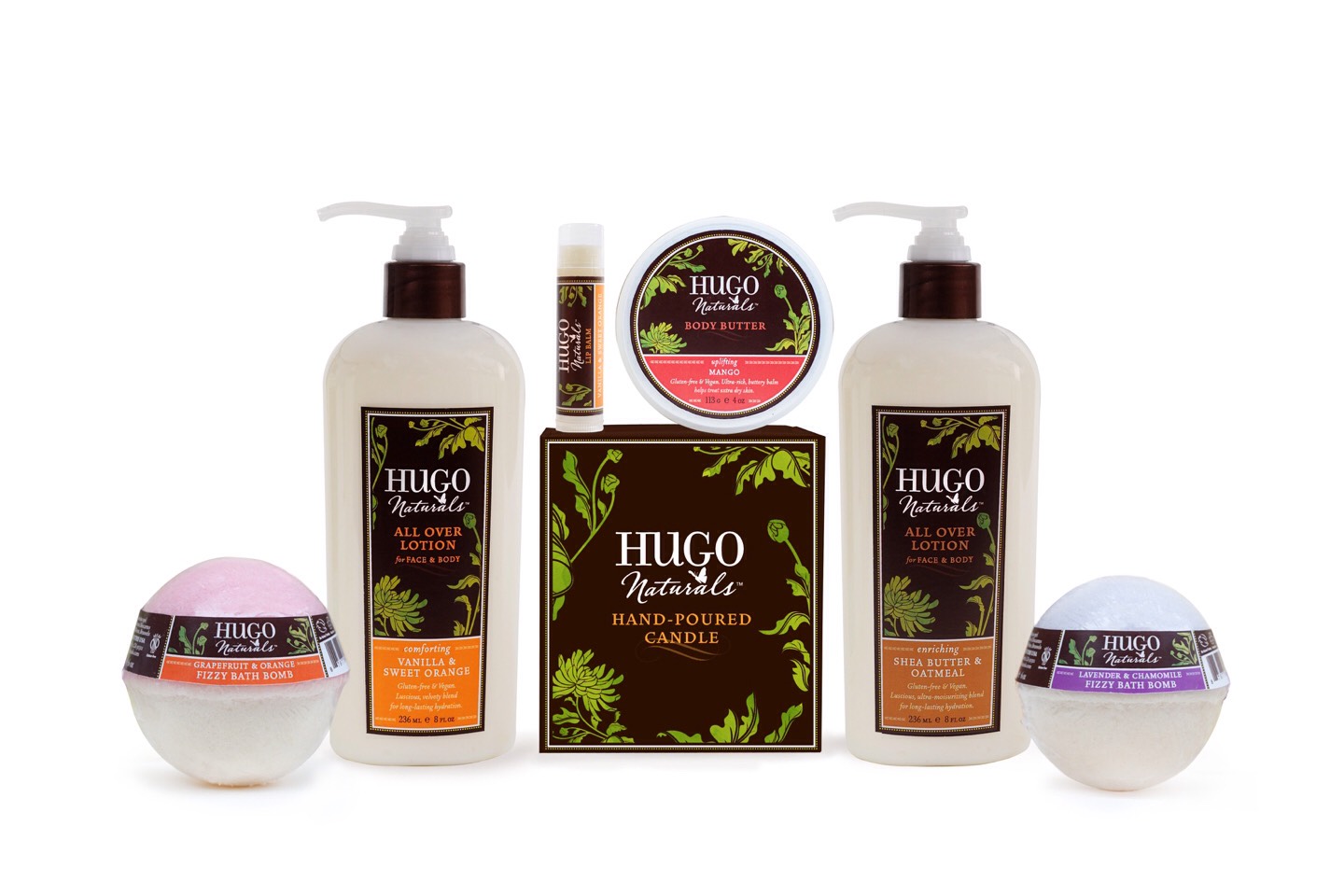 Hugo Naturals - cruelty free and vegan! 100% natural ingredients. Soy and Gluten free. No parabens, sulfates, petroleum, silicones, artificial colors, synthetic fragrances, & more!