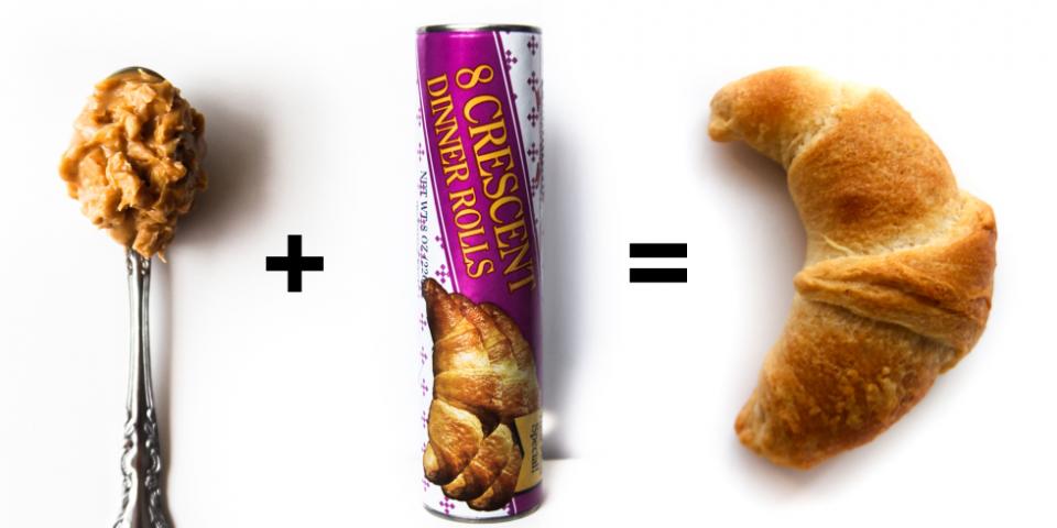 8. Crunchy Peanut Butter + Crescent Dinner Rolls = Peanut Butter Stuffed Croissants