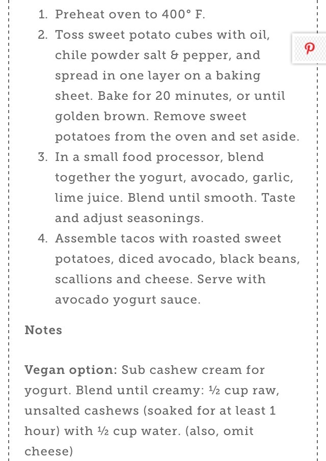 Sweet Potatoes Avocado Tacos 