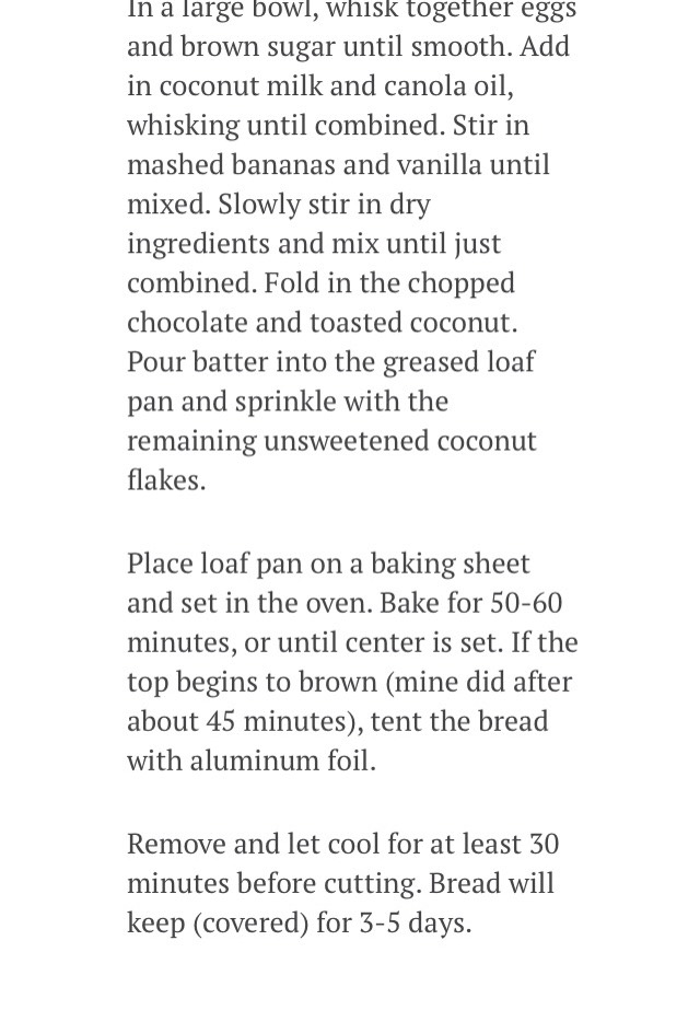 Roasted Banana Chocolate Chunk Bread With Toasted Coconut 