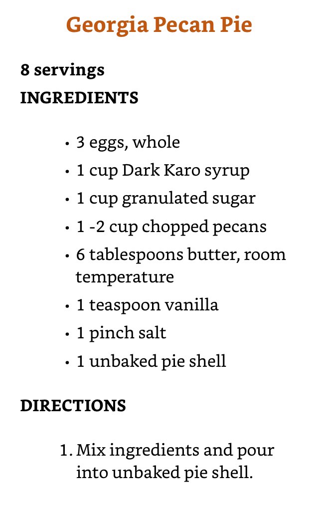 Georgian Pecan Pie Recipe