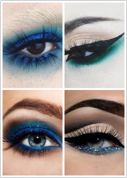 Blue anything on the eyes is in. The nails as well.