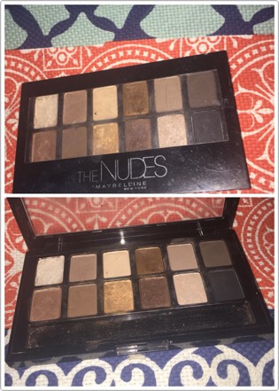 Maybelline The Nudes Palette($10)
This palette has everything you need in it to do a smokey eye or a natural every day look. The glittery colors can even double as a highlighter and because my eyebrows are darker I can use the brown colors to fill in my eyebrows. 
