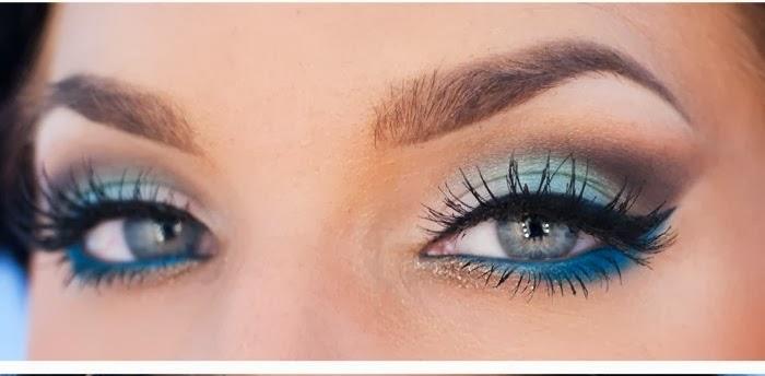 Add a bright blue on the waterline and just under the bottom lashes for a bolder look!