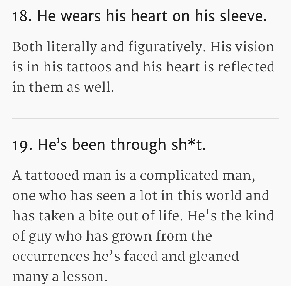 VERY Legitimate Reasons To Date A Tattooed Man!