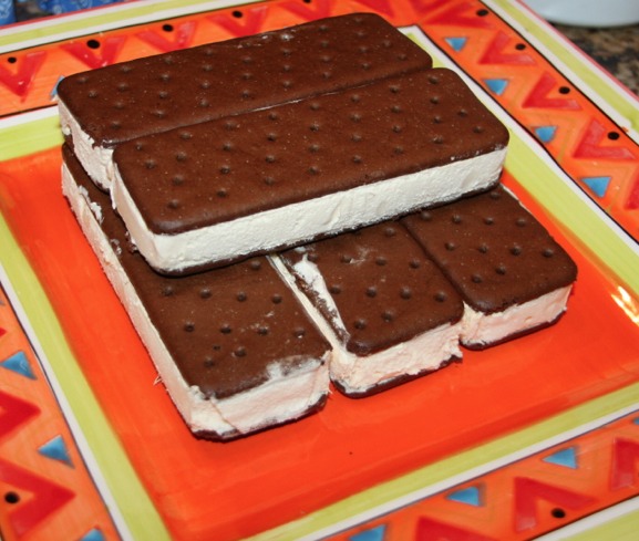 First, stack up ice cream bars for the base.