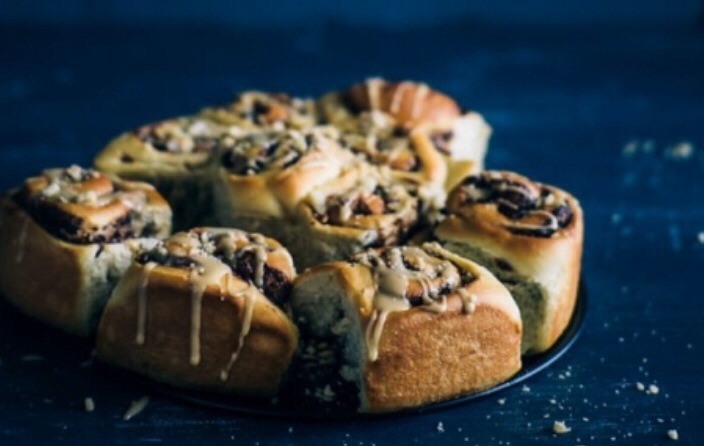 Brioche nutella buns with maple glaze